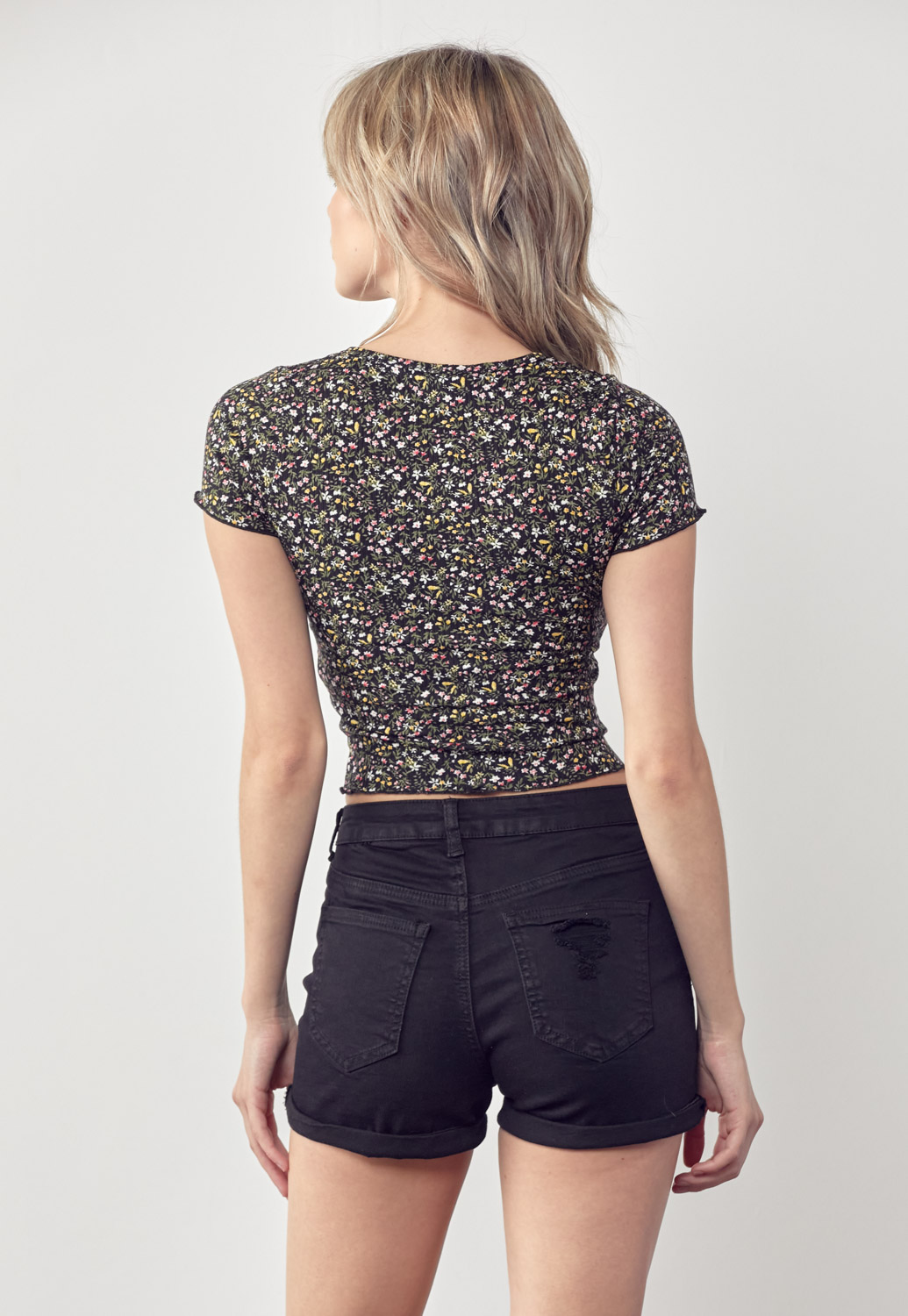 Floral Button Up Cropped Top 