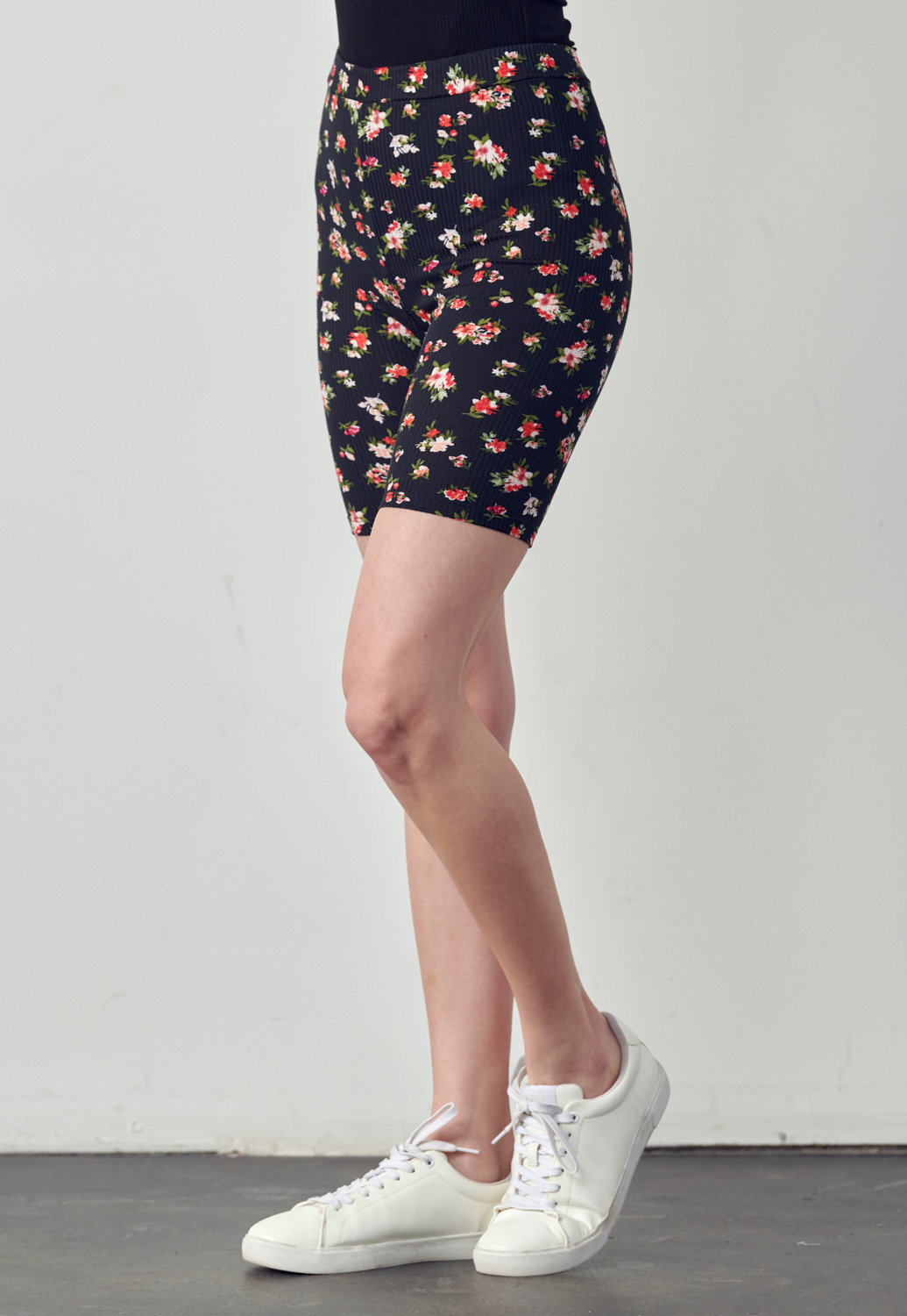 Floral Print Rib Shorts