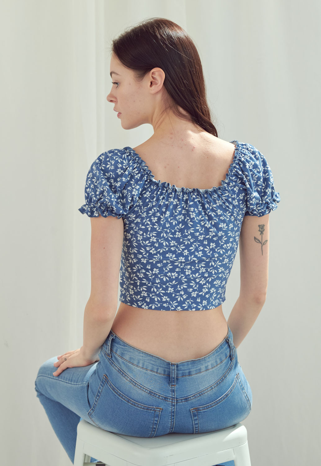 Floral Print Front String Top