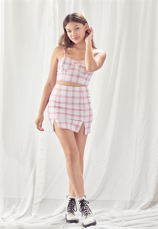 Plaid Cami Bustier Skirt