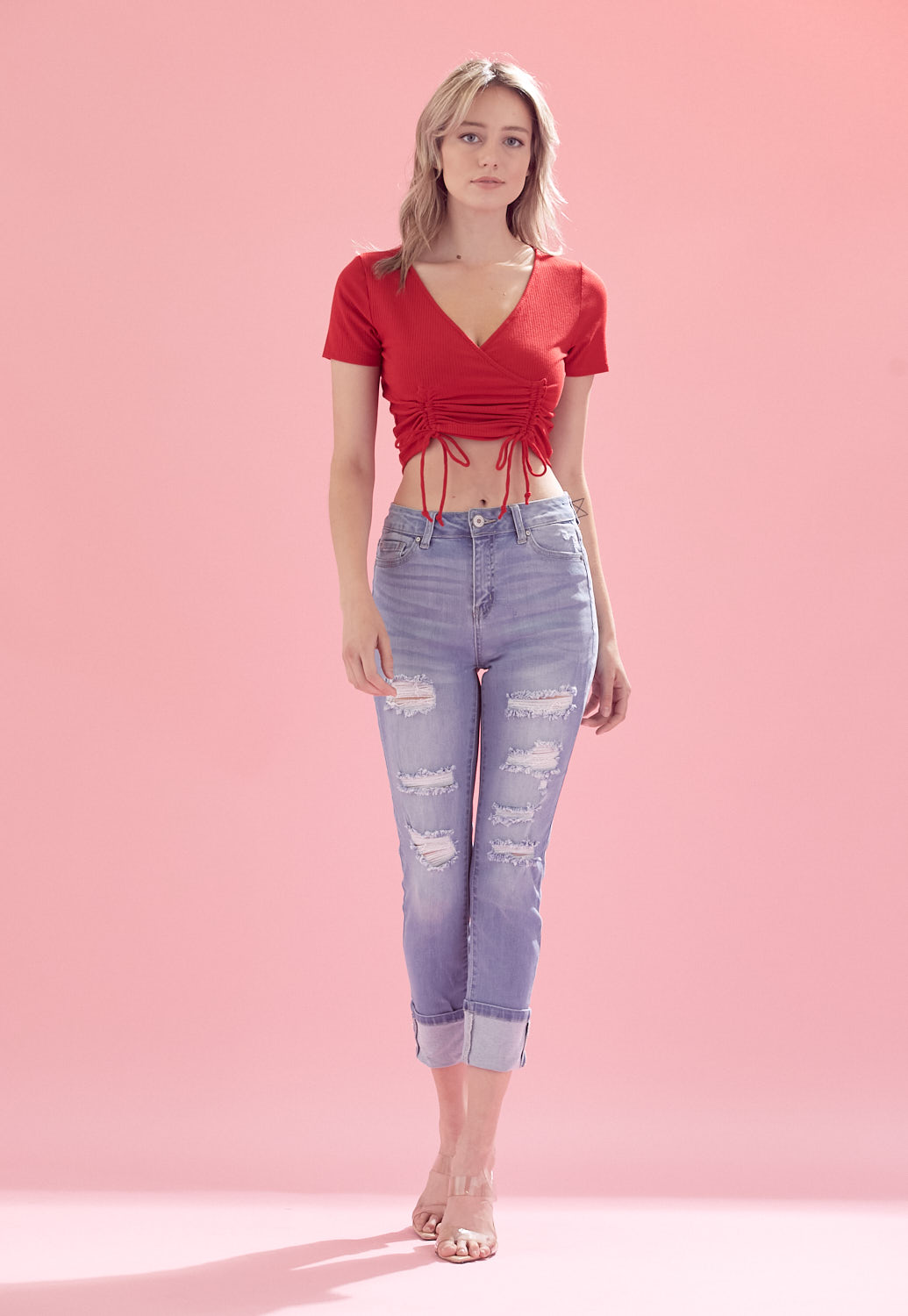 Double Drawstring Cropped Knit Top