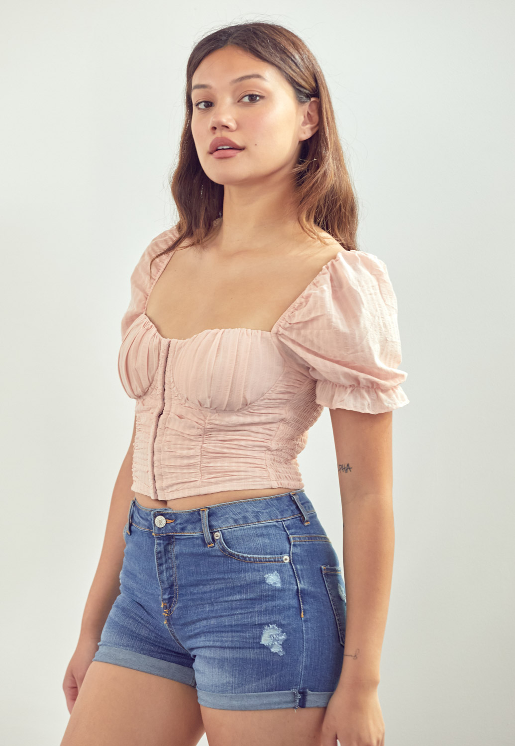 Square Neck Hook And Eye Detail Top 
