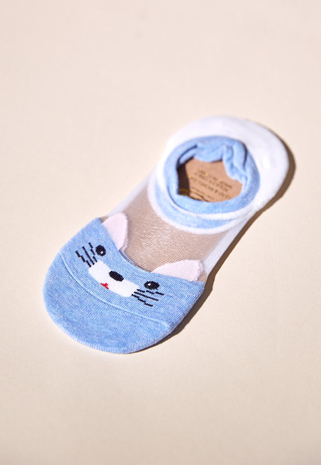 Kitty Print Mesh Detail Socks 