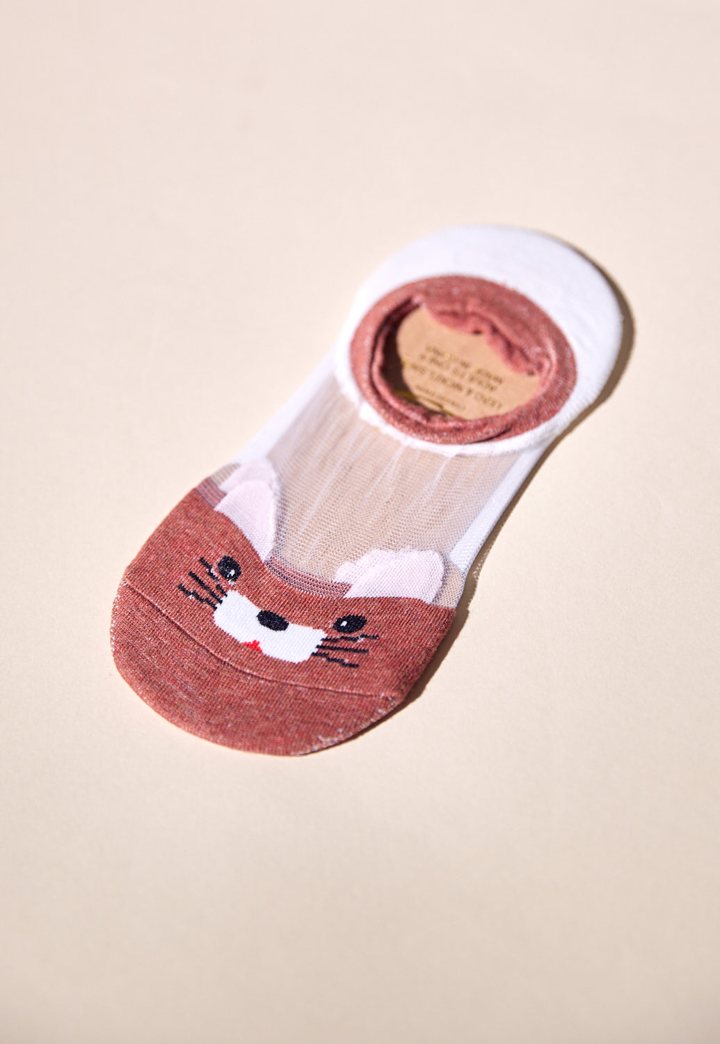 Kitty Print Mesh Detail Socks 