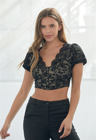 Floral Lace Hook And Eye Top