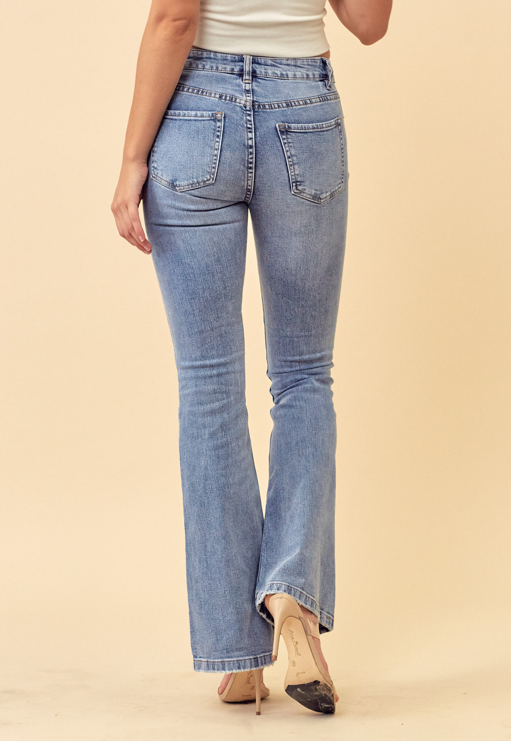 Mid Rise Boot Cut Jeans 