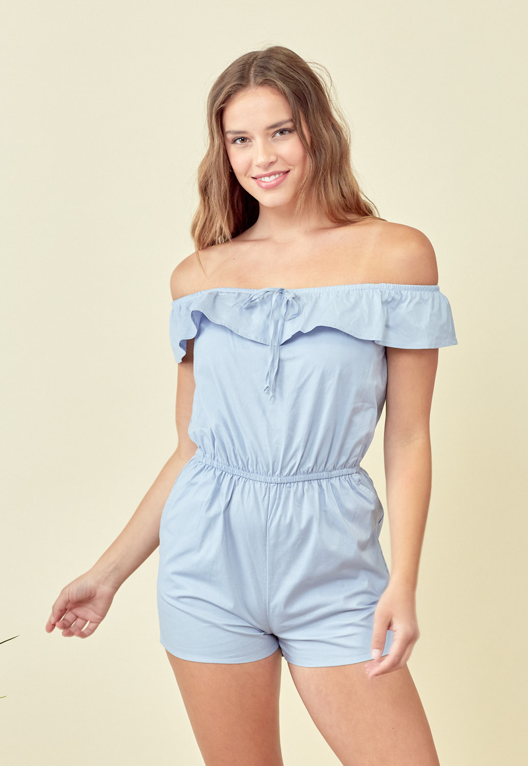 Off The Shoulder Ruffle Detail Romper 