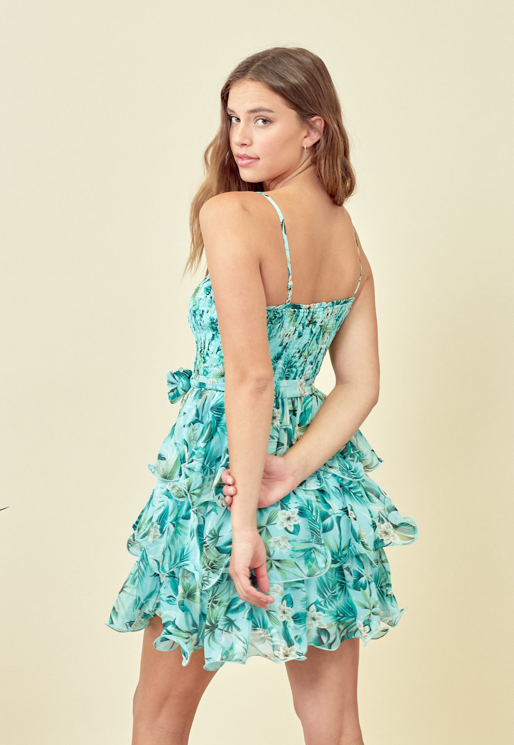 Tiered Ruffled Floral Mini Dress