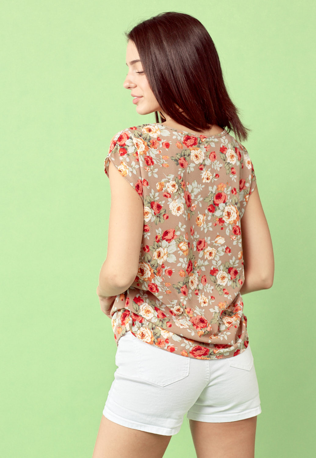 Floral Side Ruched Blouse 