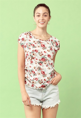 Floral Side Ruched Blouse 