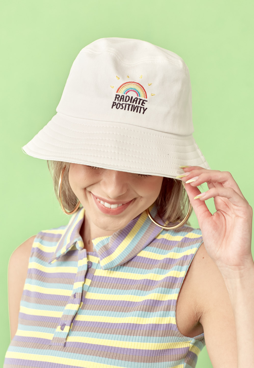 Radiate Positivity Embroidered Bucket Hat 