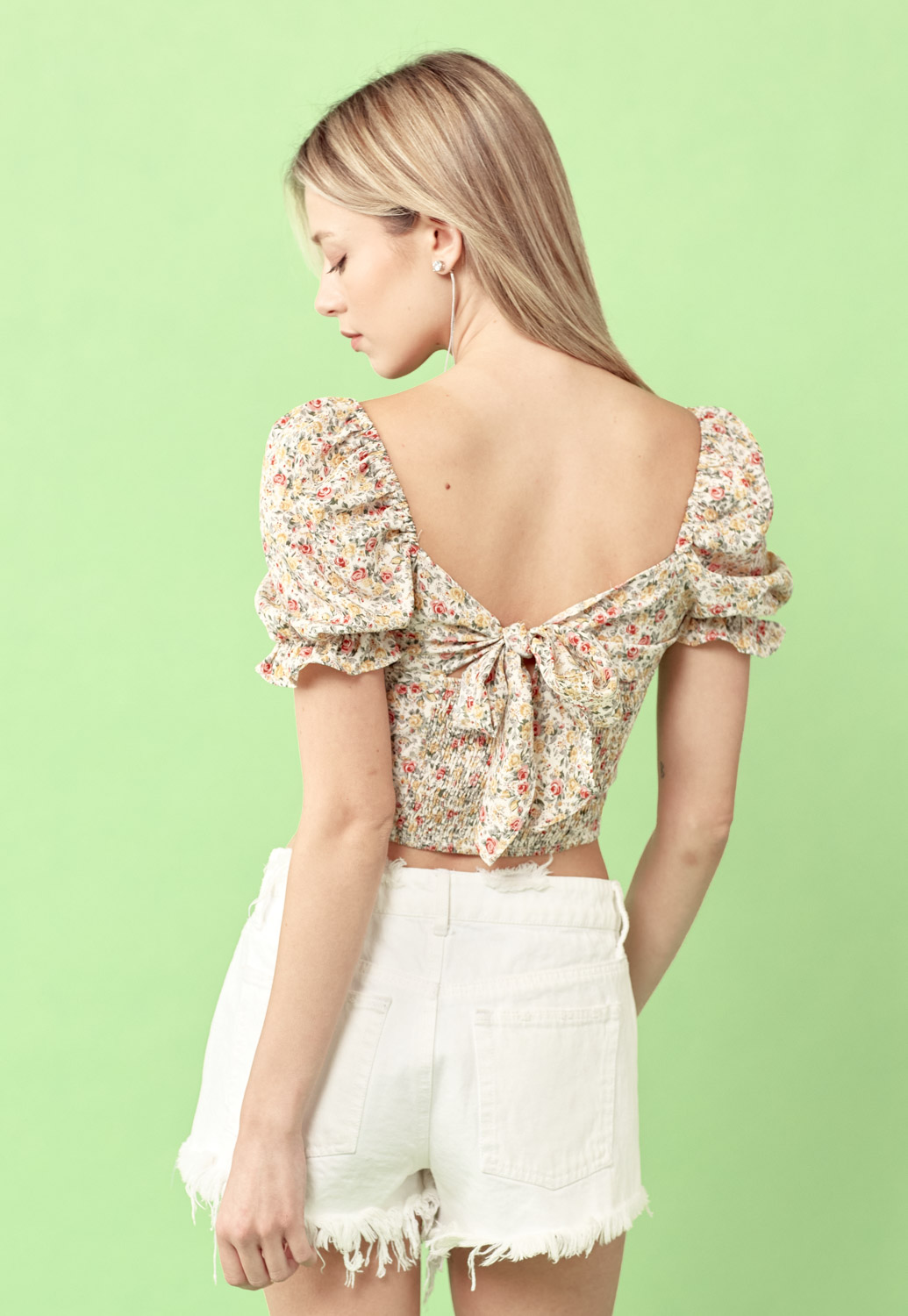 Floral Back Bow Tie Top 