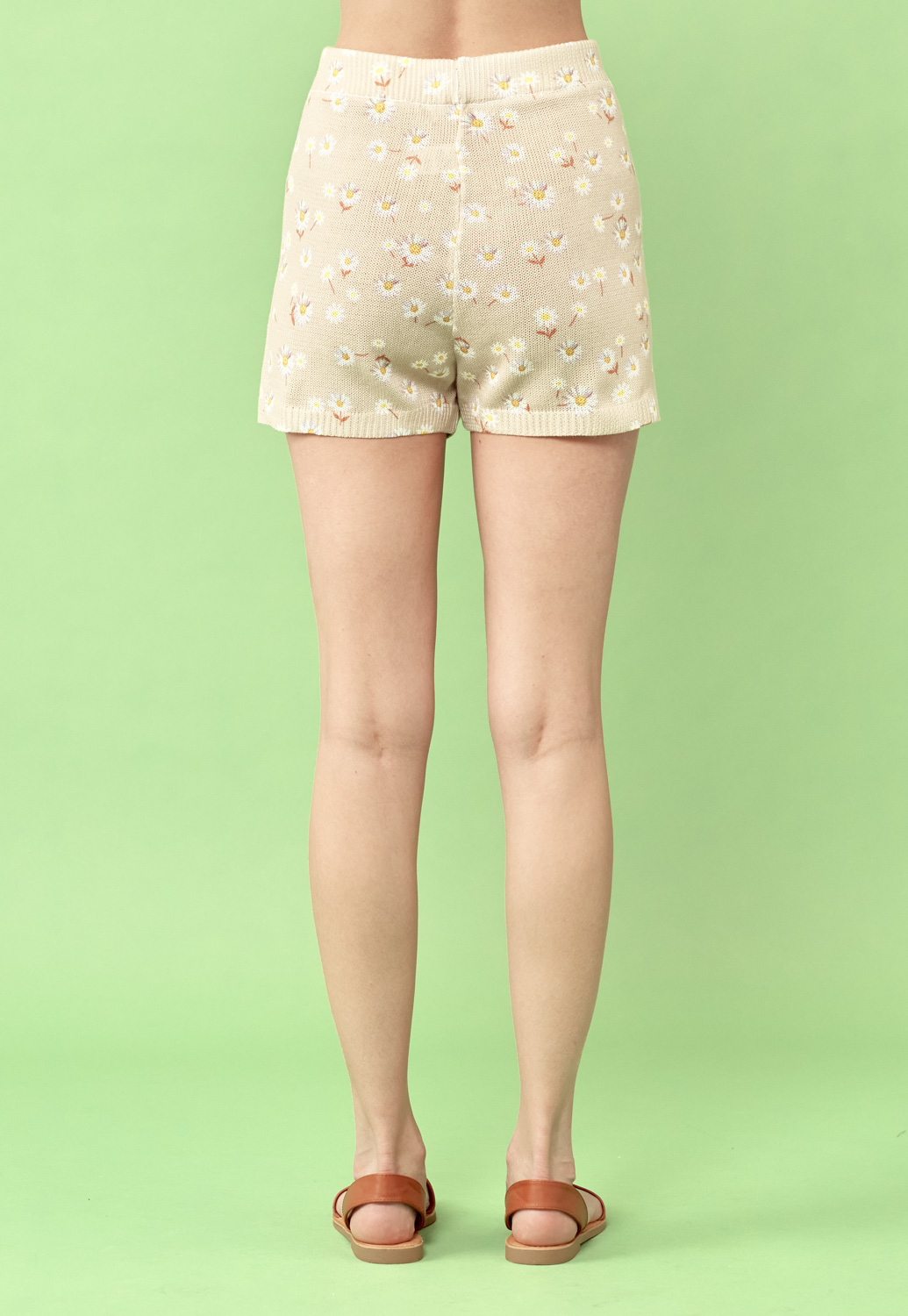 Daisy Print Knit Shorts 