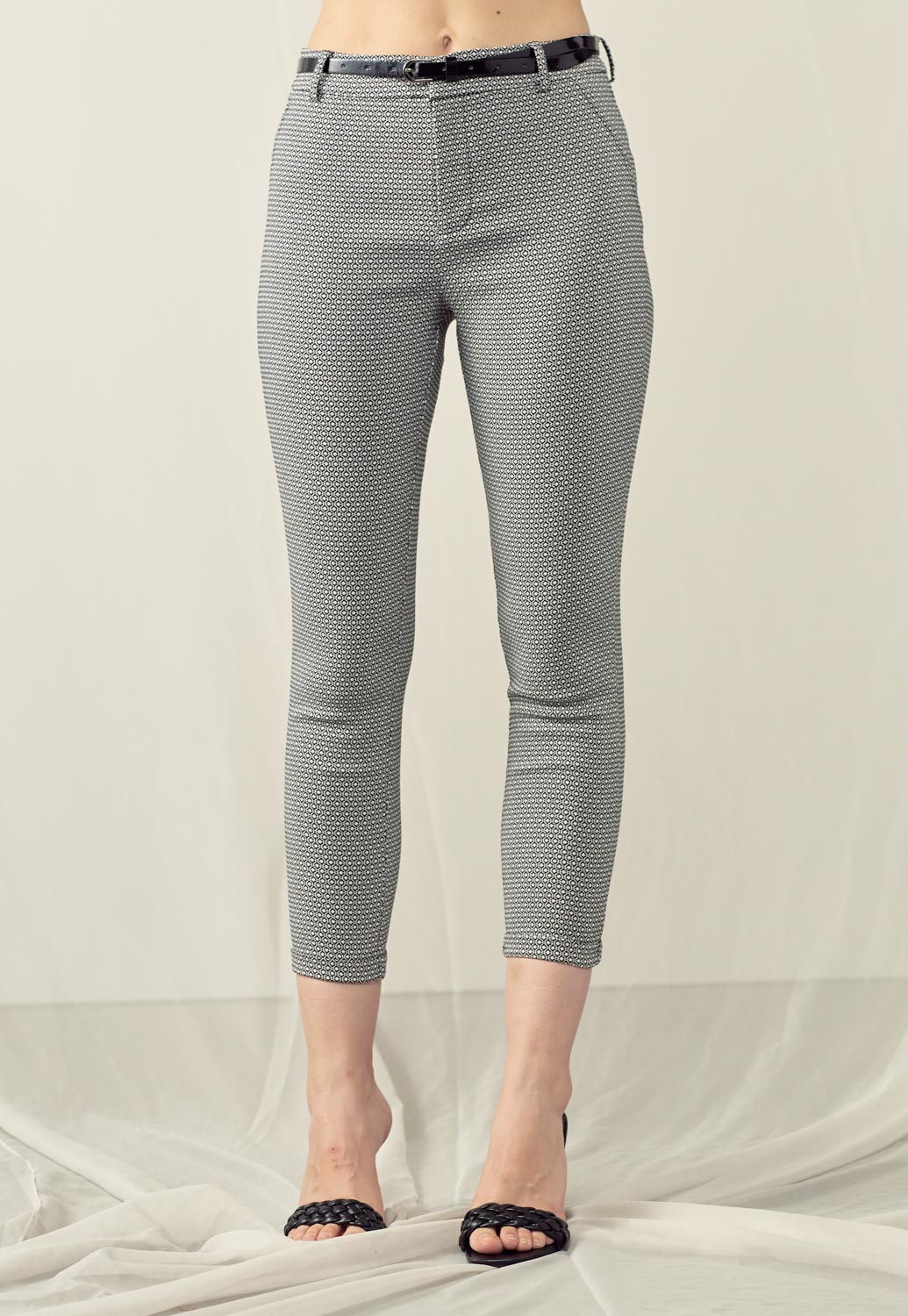 Belted Roll Up Skinny Pants