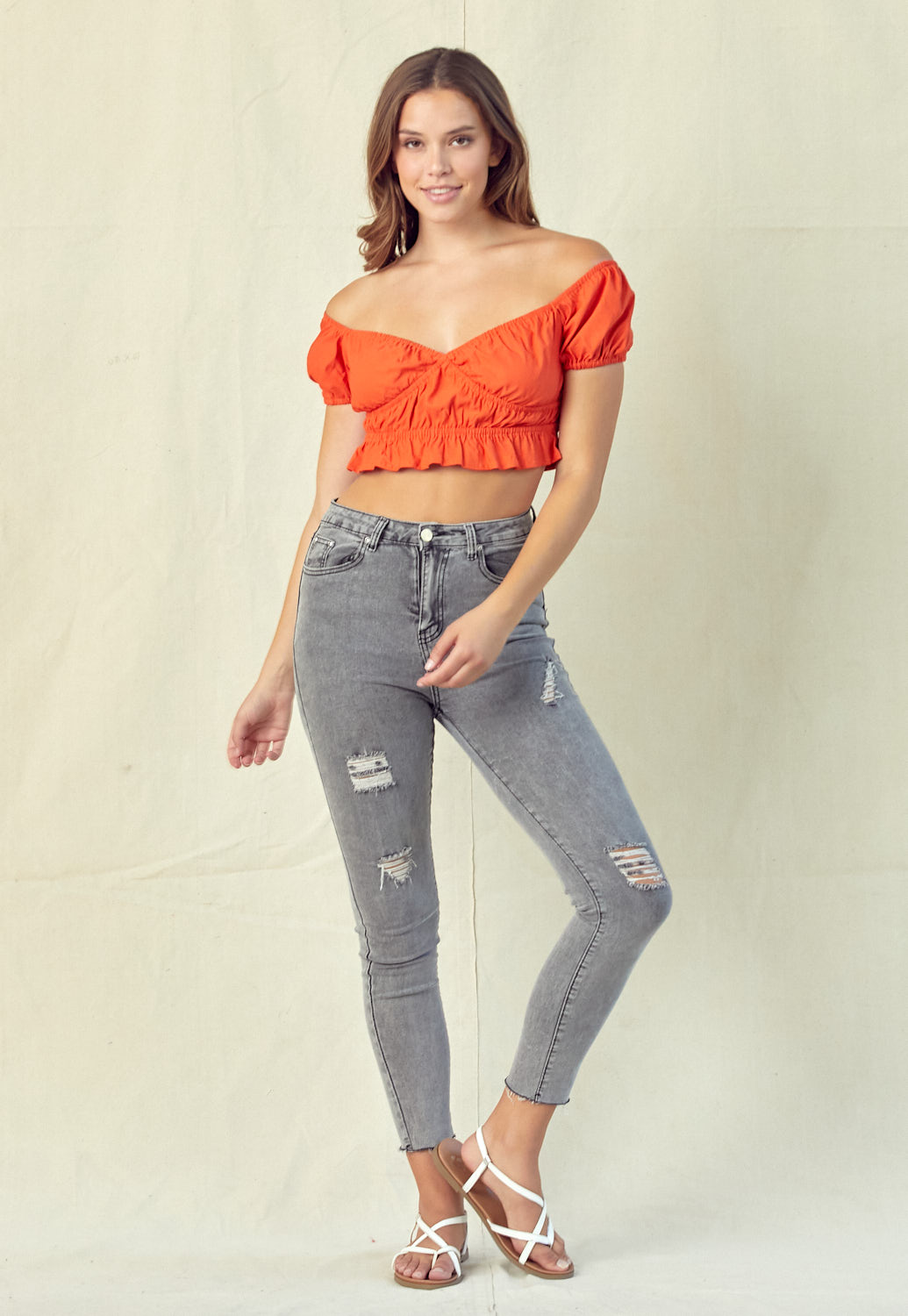 Ruched Detail Casual Crop Top 