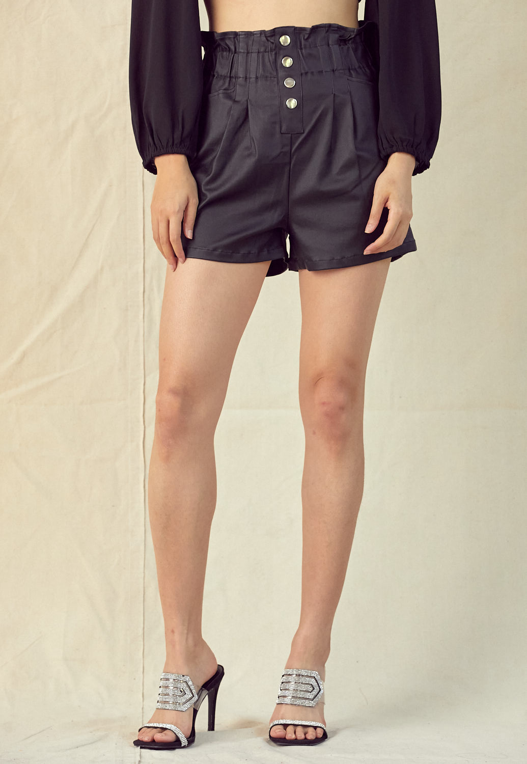 Faux Leather High Waisted Shorts 