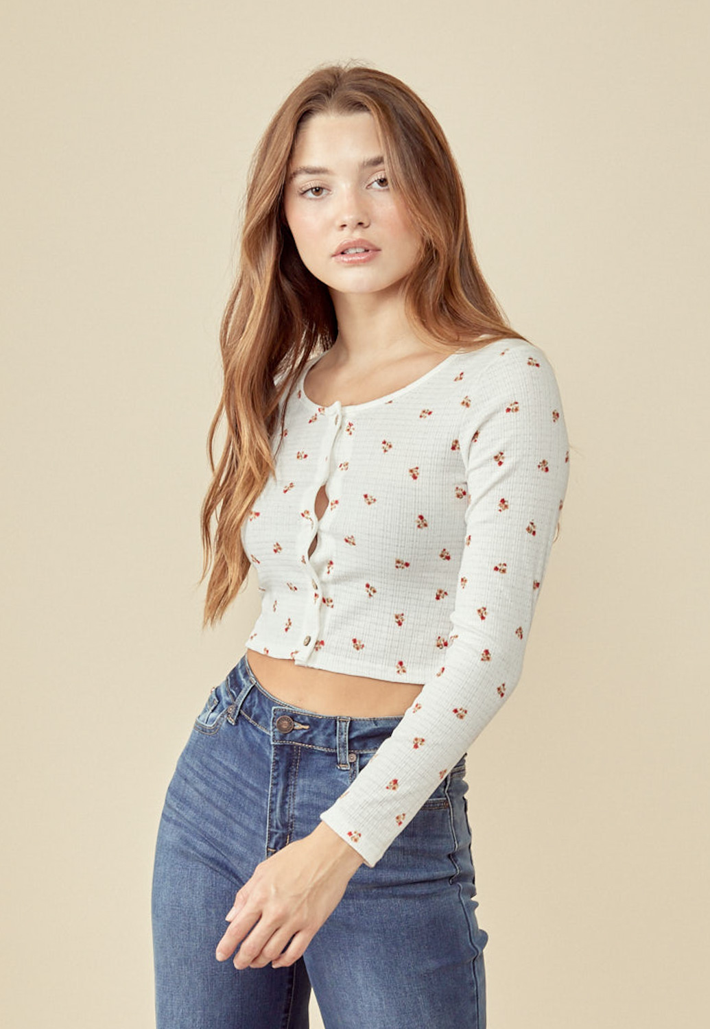 Floral Long Sleeve Knit Top 