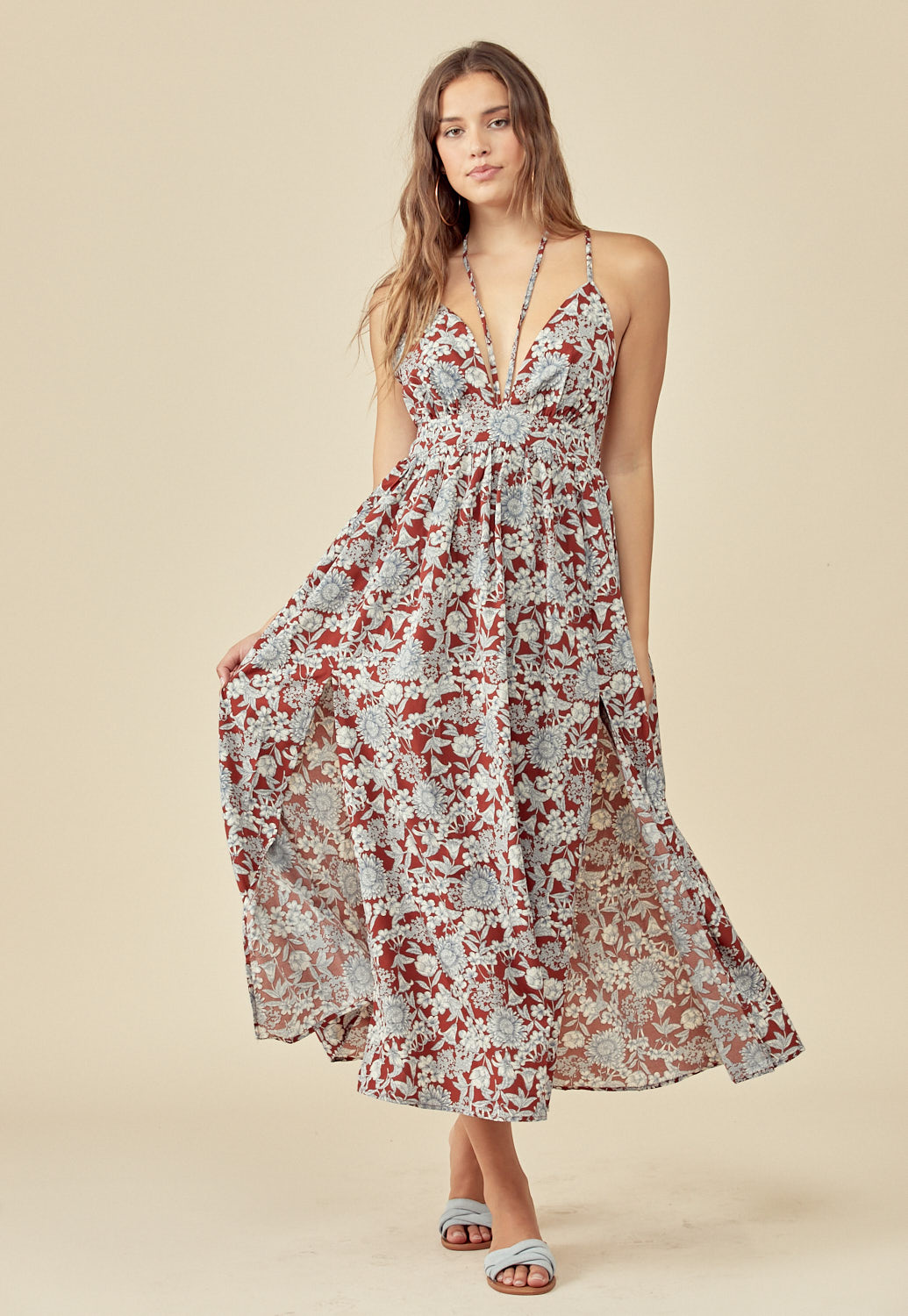 Floral M-Slit Maxi Dress 