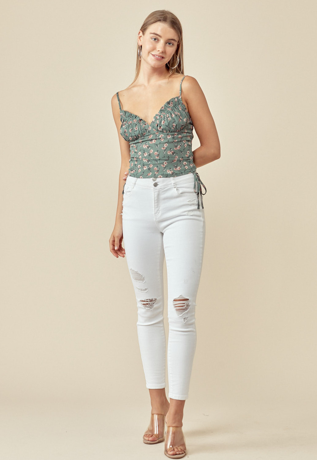 Floral Side Ruched Top 