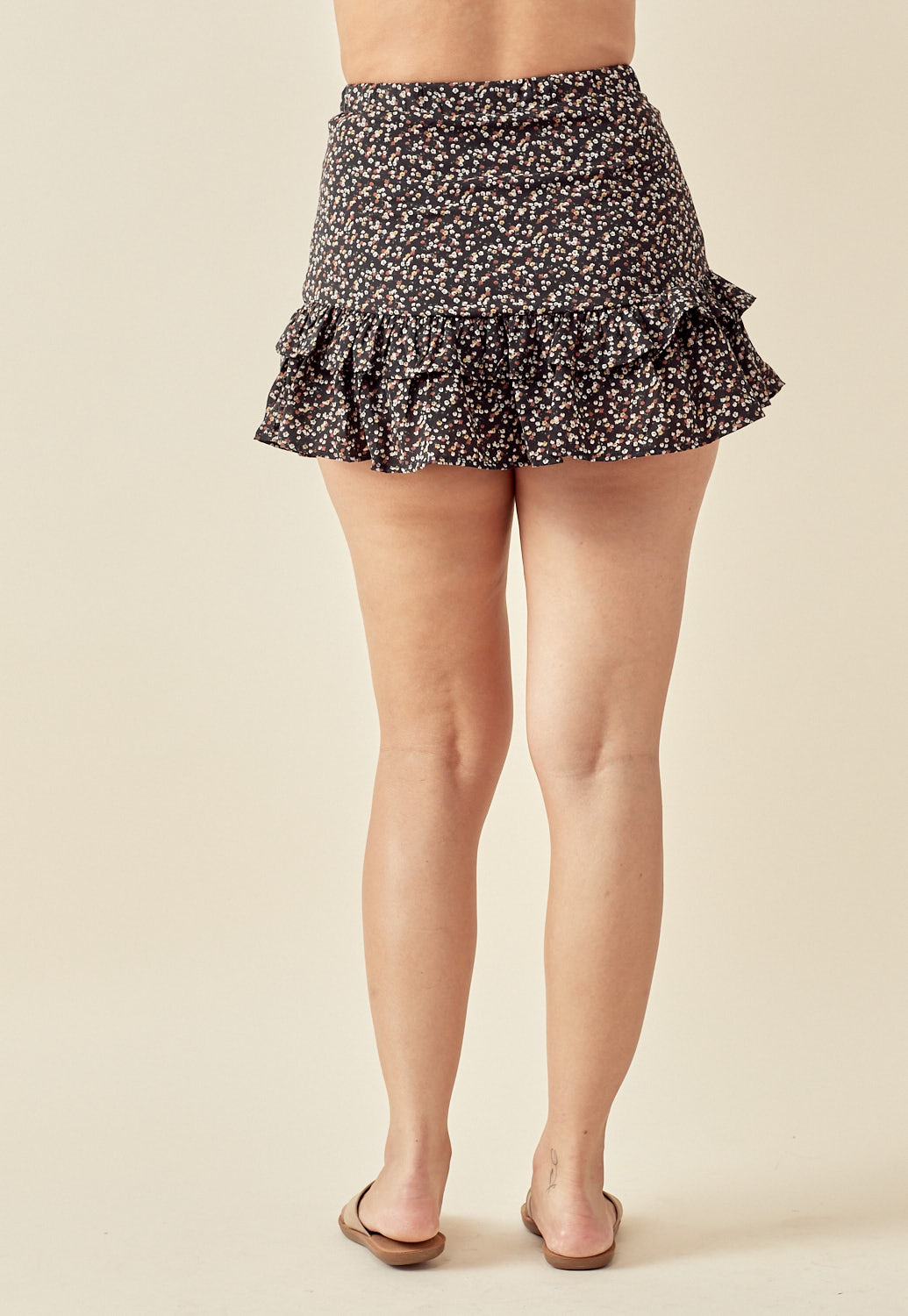 Floral Ruffle Detail Mini Skirt