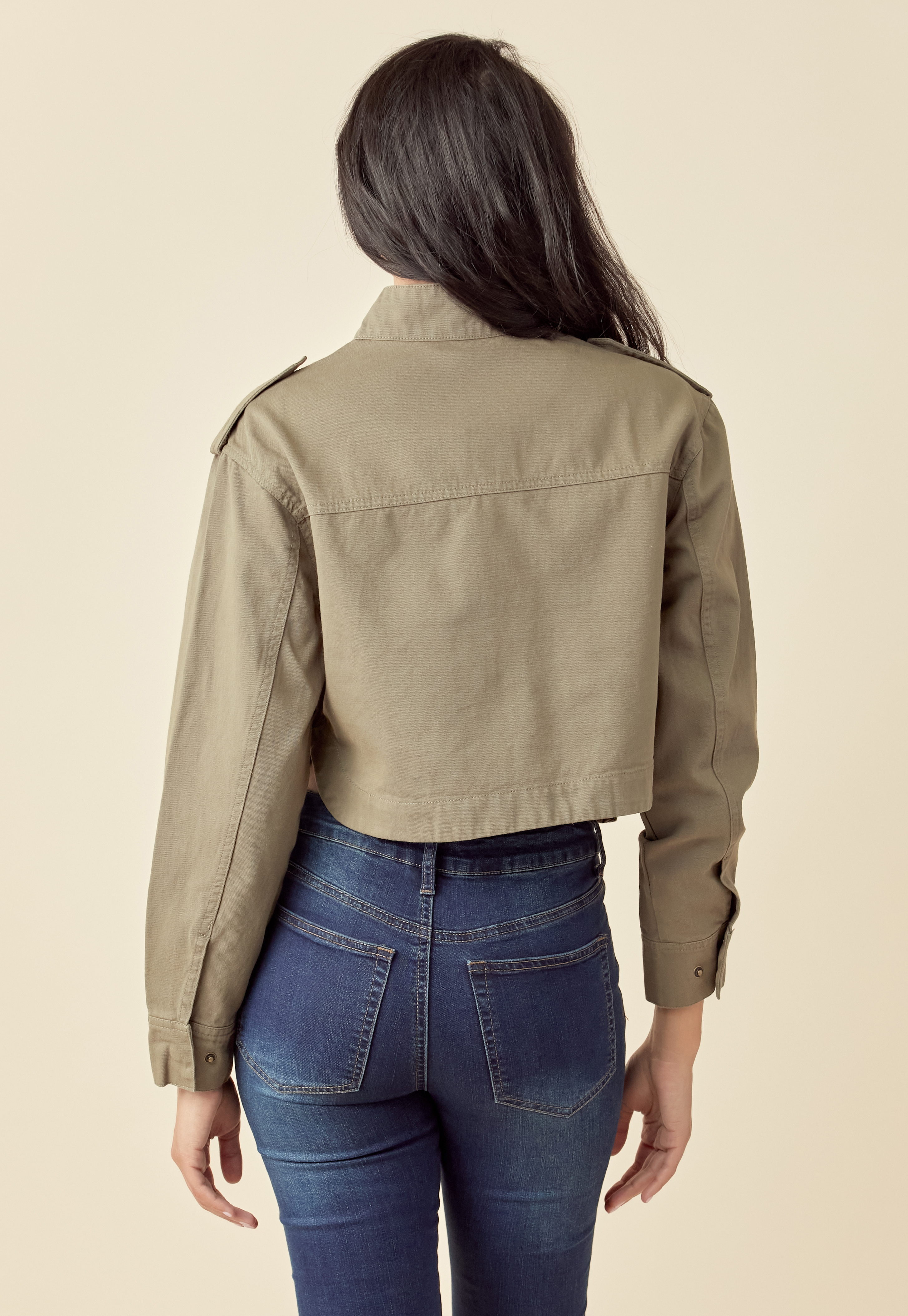 Cropped Cotton Twill Jacket 