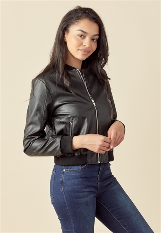 Zip Up Faux Leather Jacket 