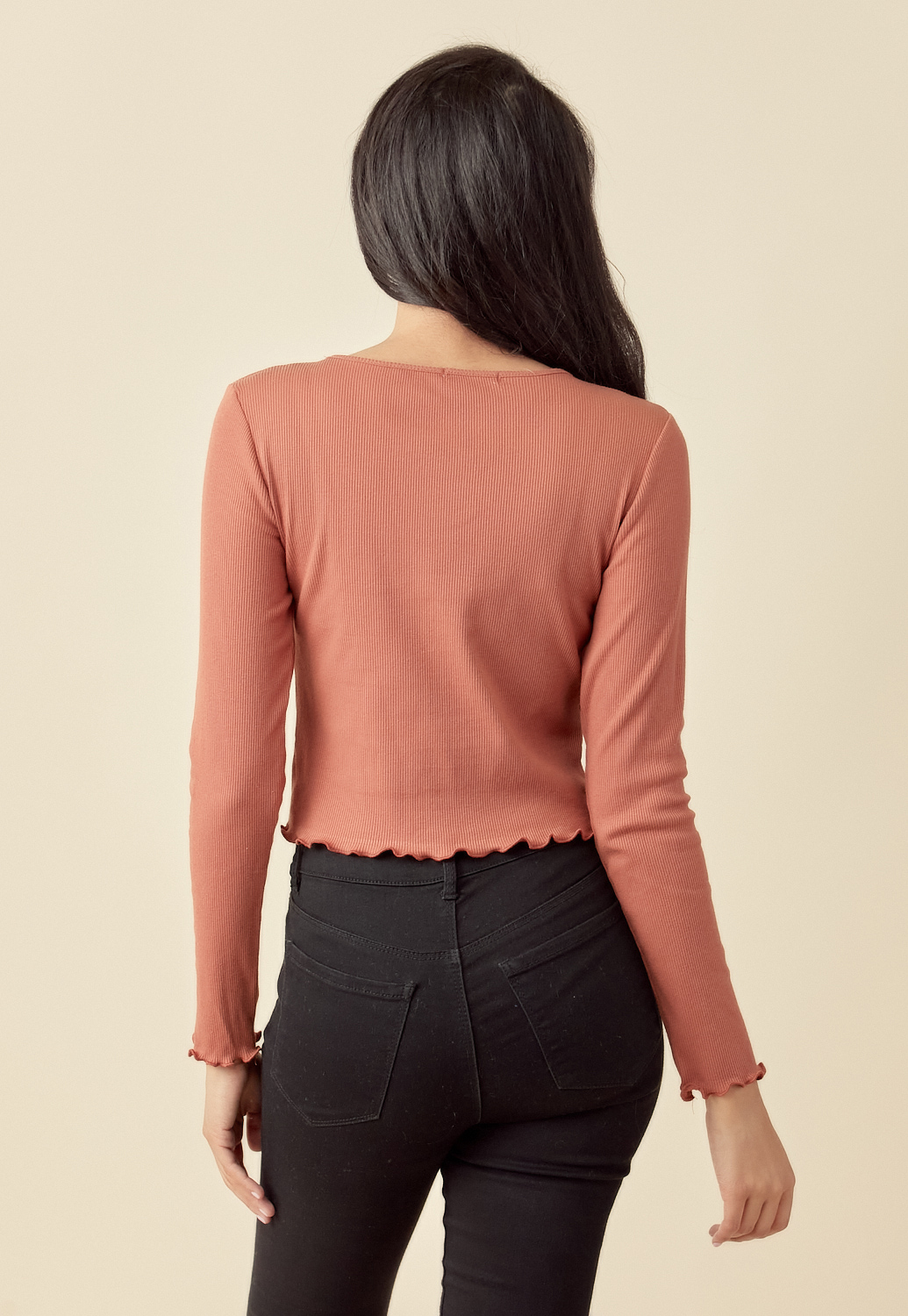 Button Detail Long Sleeve Knit Top
