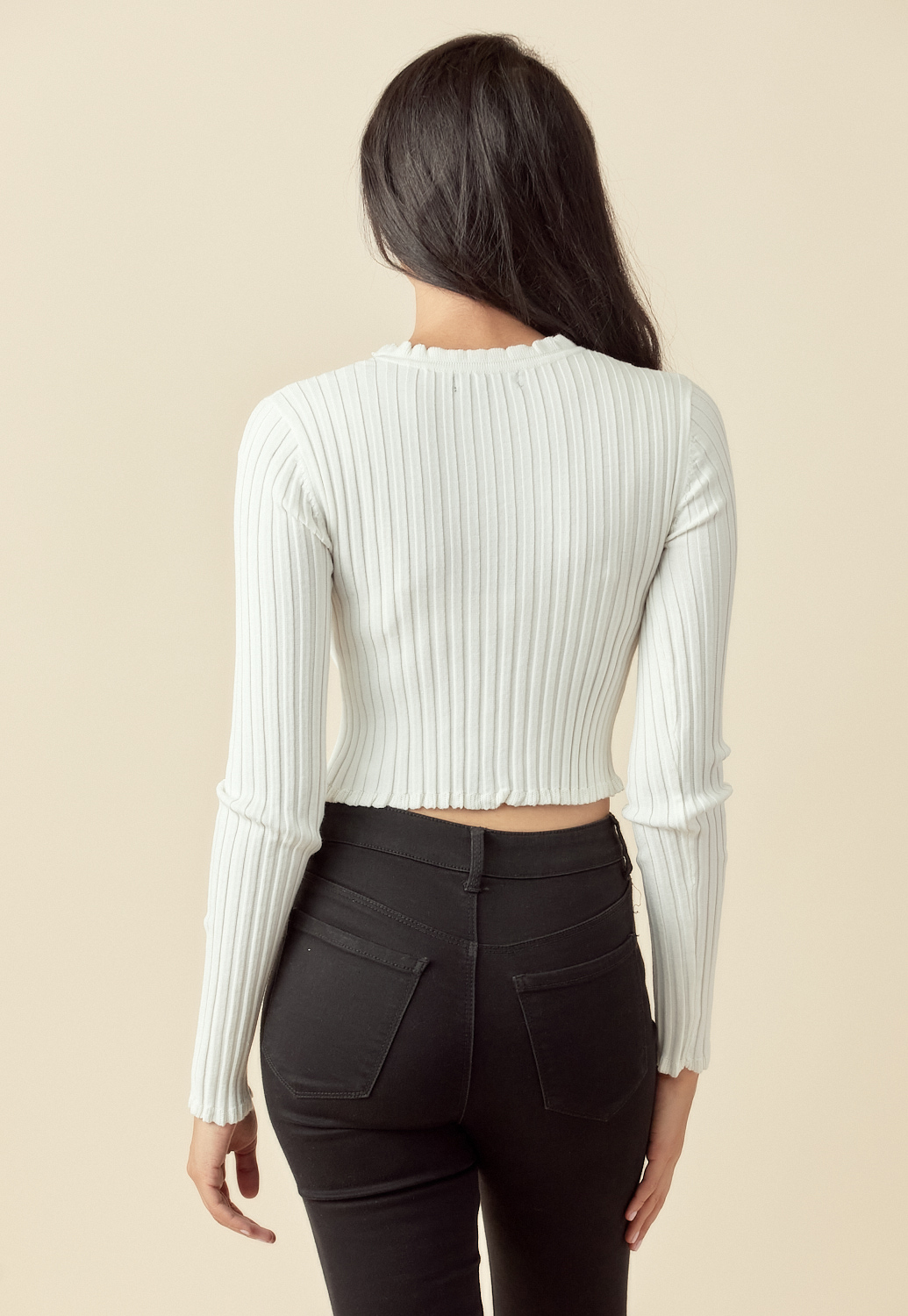 Ribbed Button Up Knit Top 
