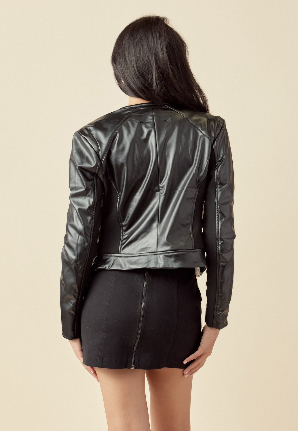 Faux Leather Zip-Up Jacket