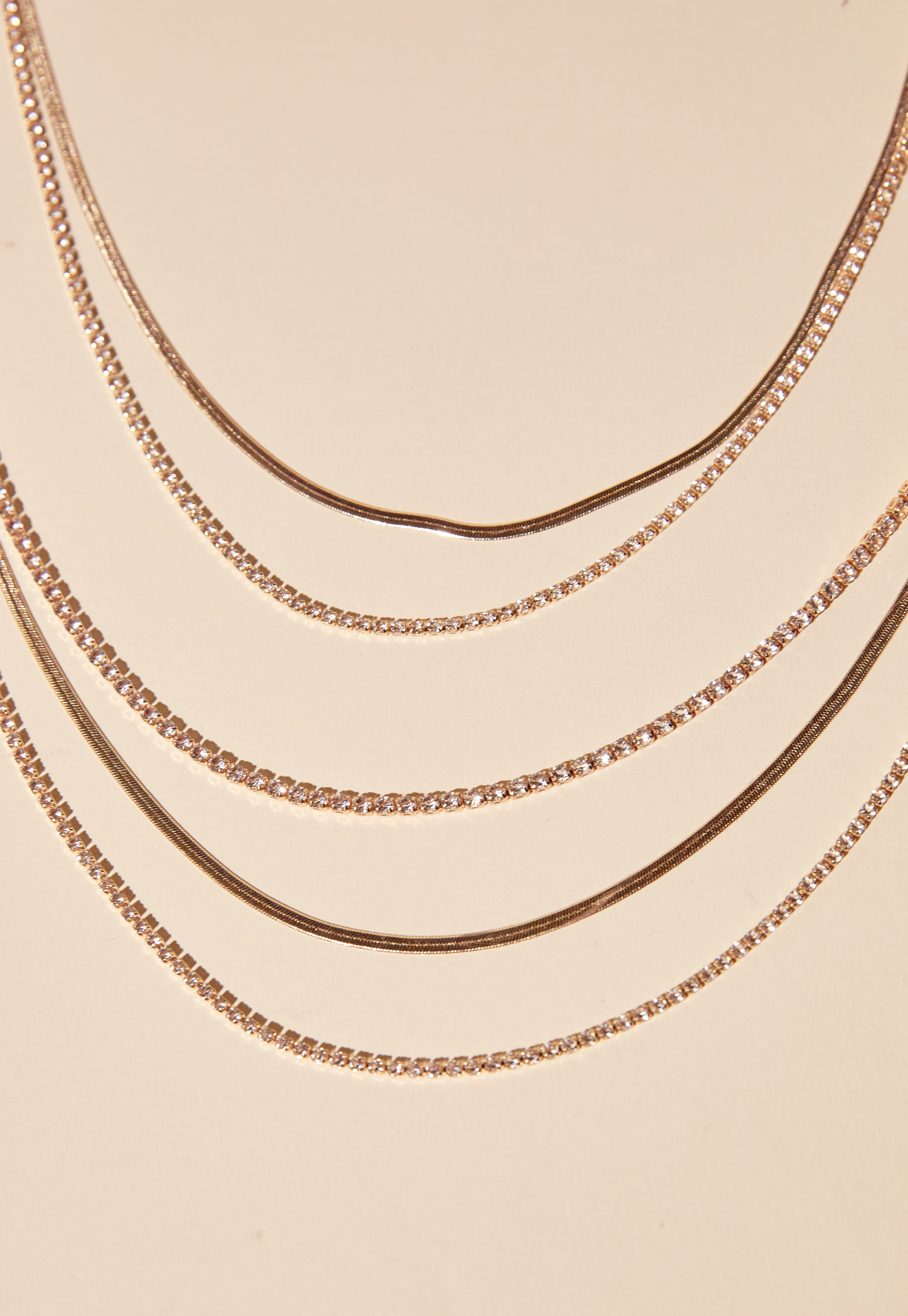 5 Layered Rhinestone Necklace 