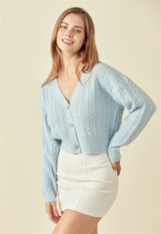 Embellished Rhinestone Button Knit Sweater 