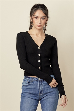 Ribbed Button Up Sweater 