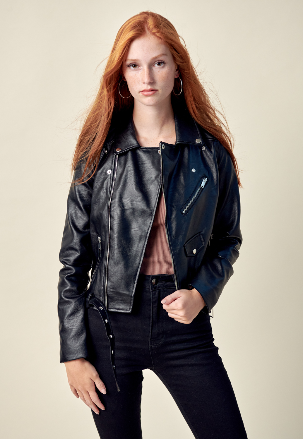 Zip-Up Faux Leather Moto Jacket 