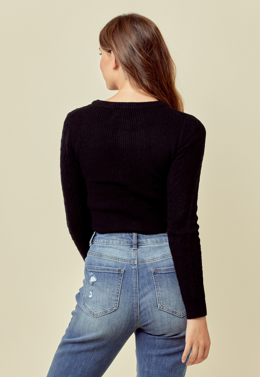 Cable Knit Button Up Sweater 