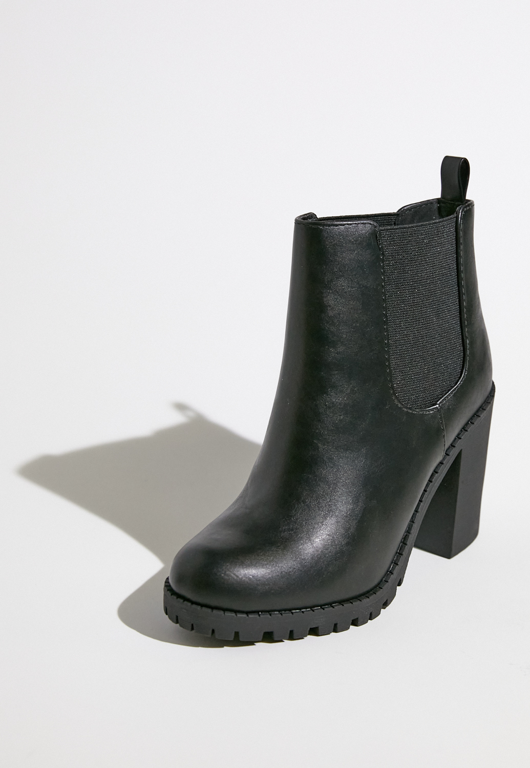 Leather Platform Ankle Heel Boots 