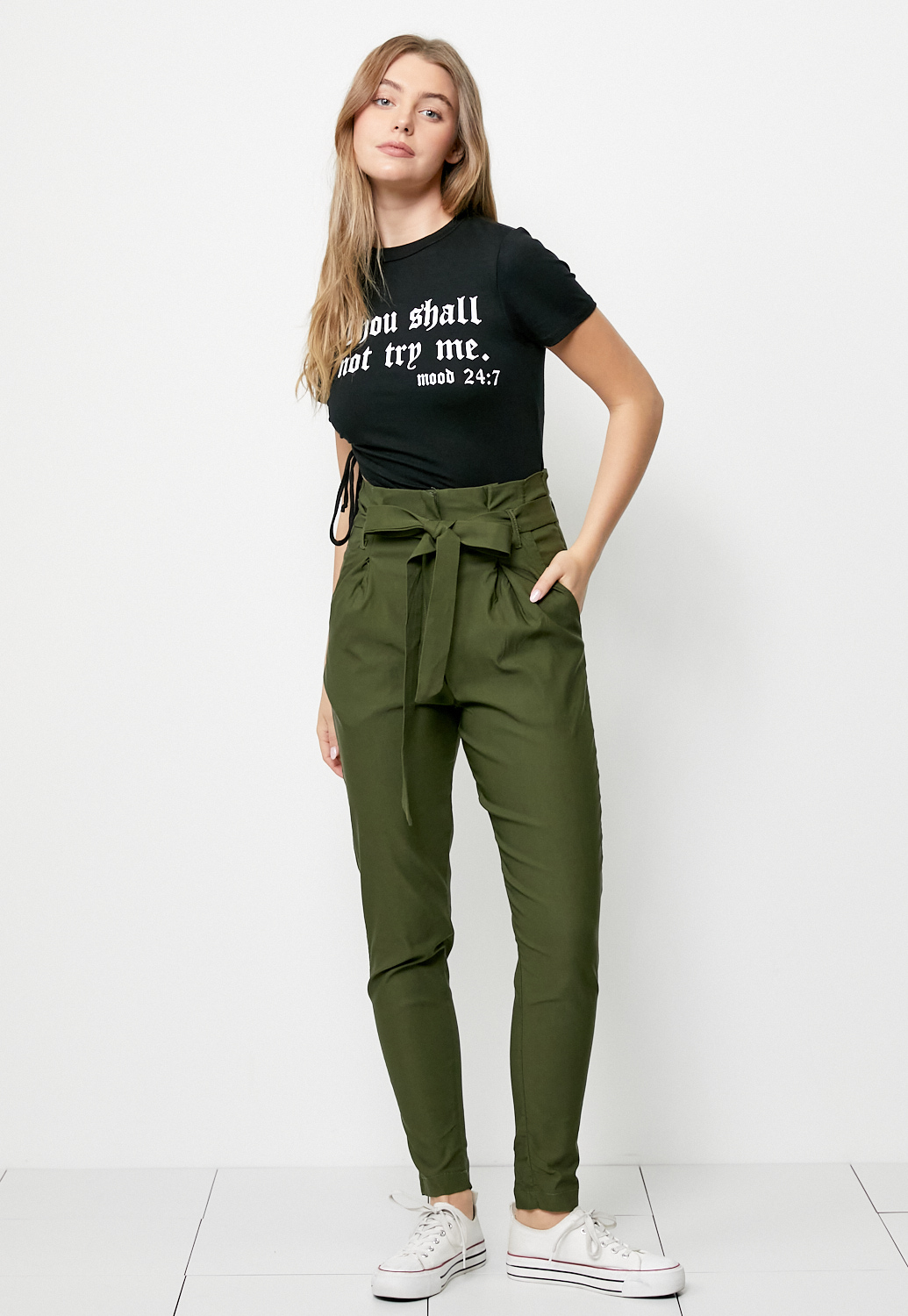 High Waisted Tie Front Dressy Pants