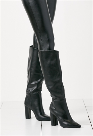 Faux Leather Long Boots 