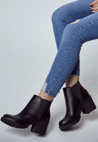 Leather Platform Ankle Heel Boots