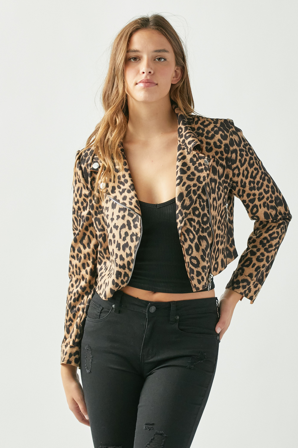 Leopard Suede Moto Jacket 