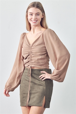 Ruched Long Sleeve Blouse