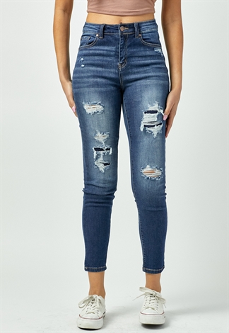 High Rise Distressed Skinny Jeans 