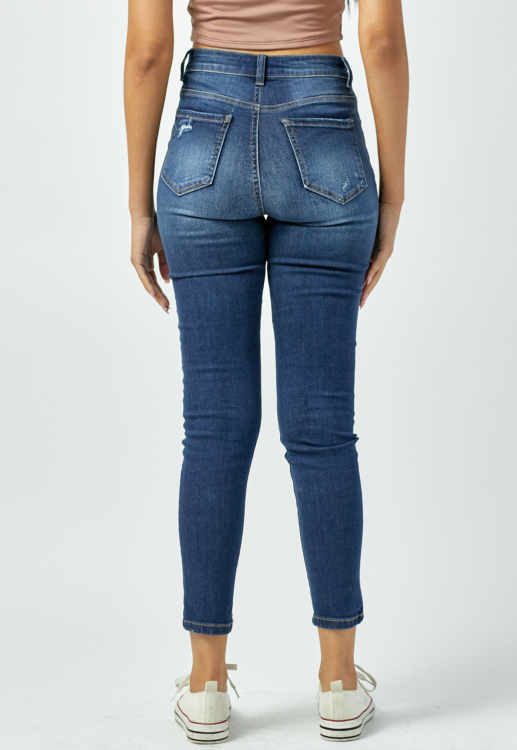High Rise Distressed Skinny Jeans 