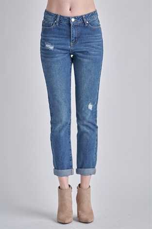 Mid Rise Slim Straight Jeans