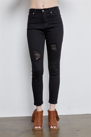 Distressed Skinny Black Jeans
