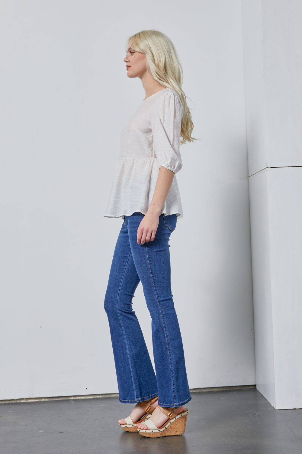 Elbow Length Solid Blouse