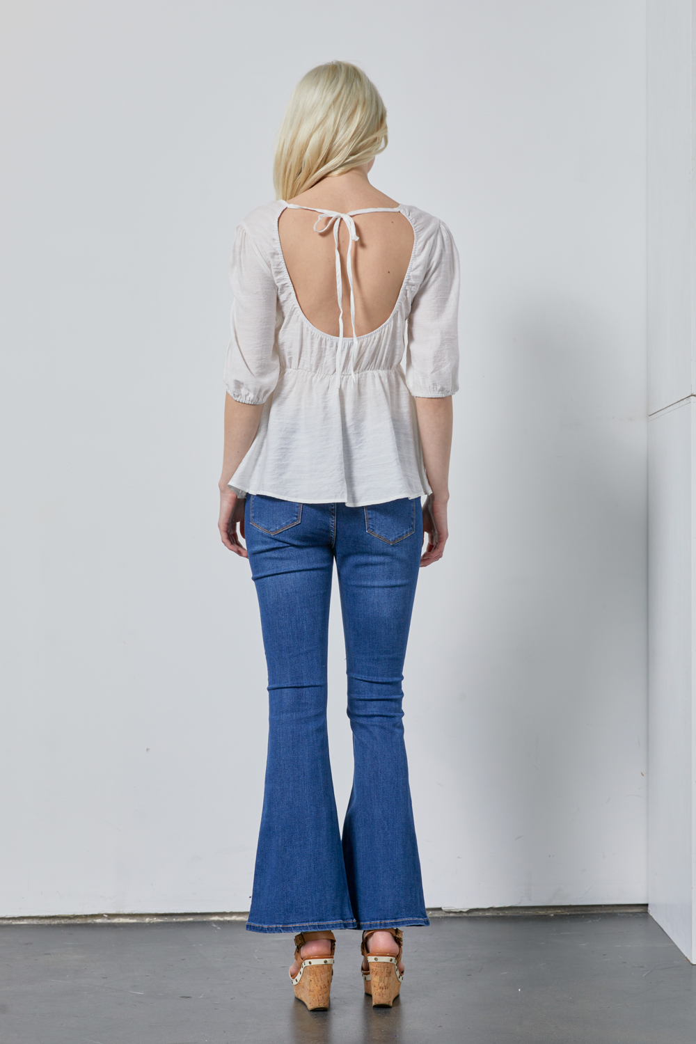 Elbow Length Solid Blouse