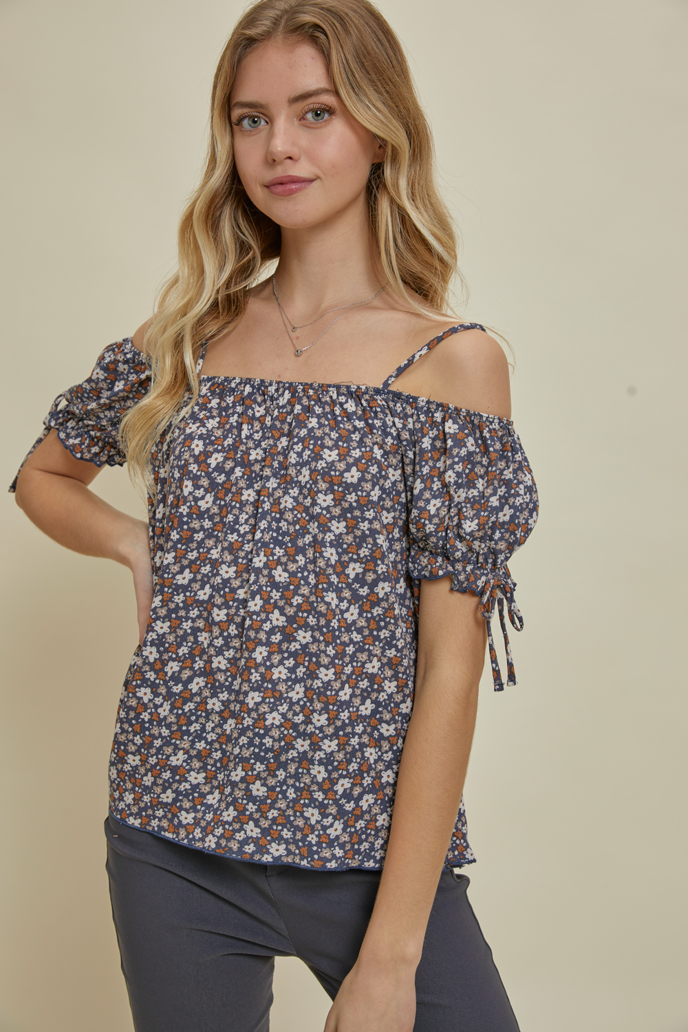 Floral Puff Sleeve Woven Top