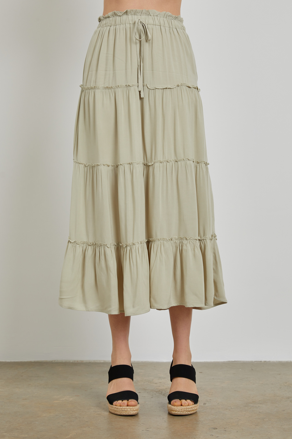Tiered A-Line Maxi Skirt