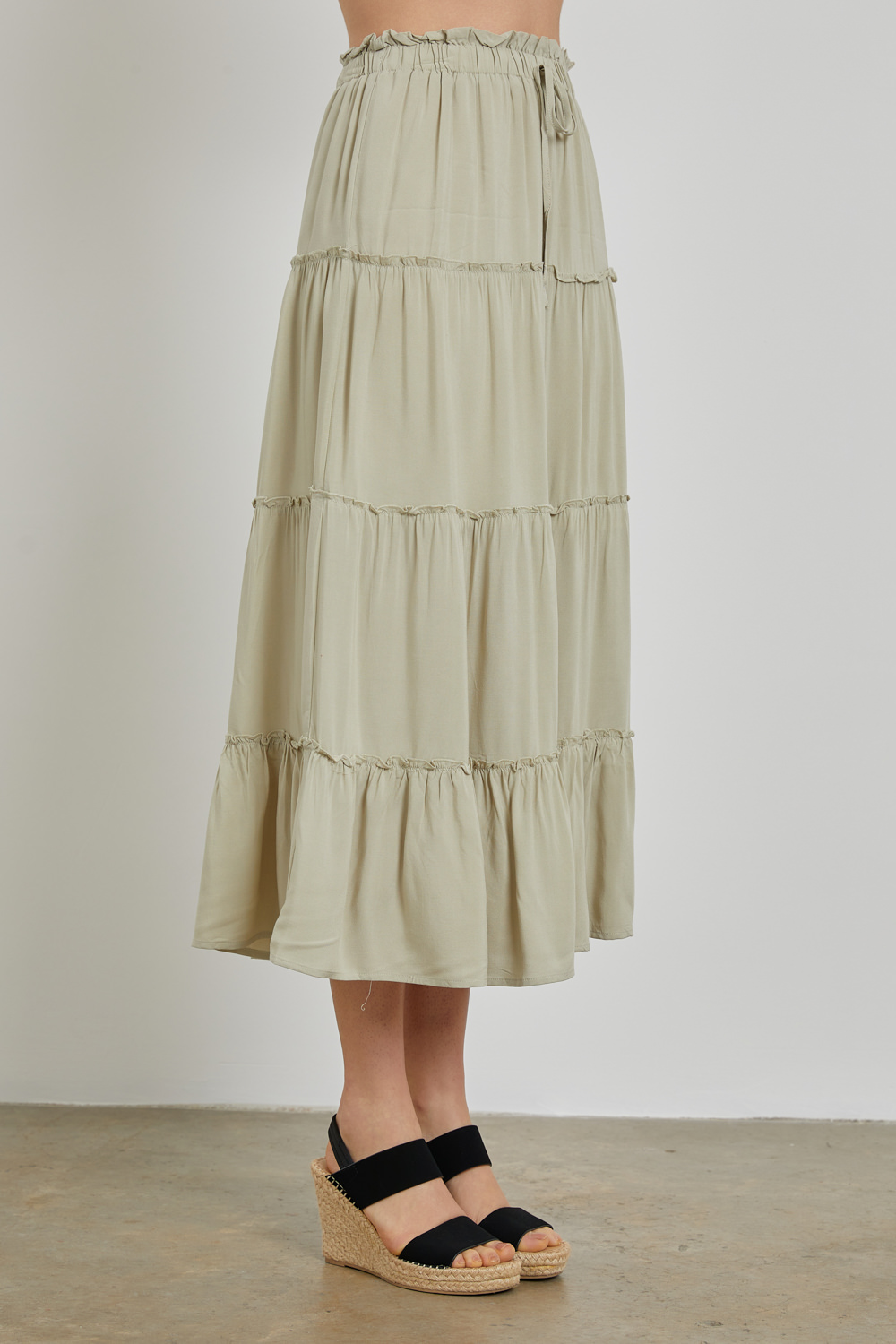 Tiered A-Line Maxi Skirt
