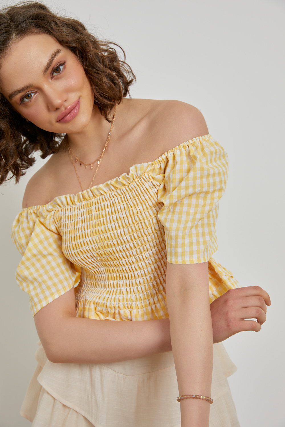 Smocked Gingham Top